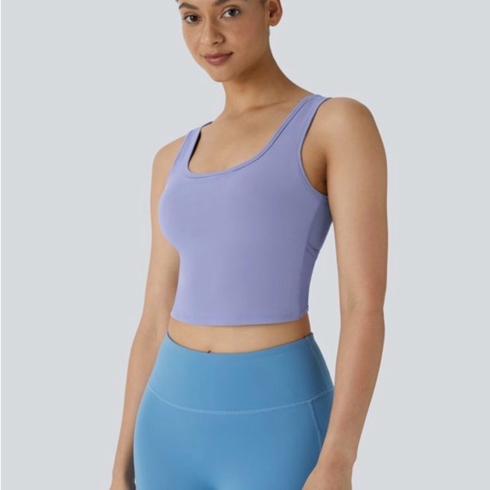 NWOT HALARA Women's Crop Top U Neck Crossover Barre Ballet Dance Tank Top